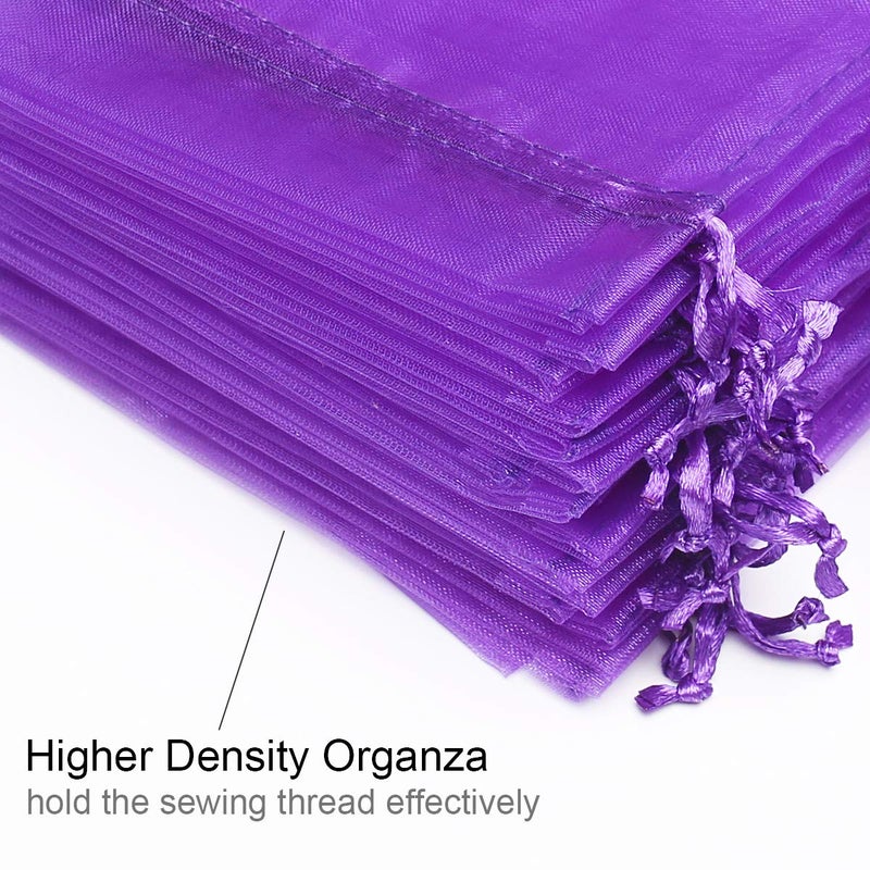 Akstore 100PCS 4x6inch (10x15cm) Drawstring Organza Jewelry Favor Pouches Wedding Party Festival Gift Bags Candy Bags (Purple) - Image 3